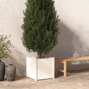 Garden Planter White Solid Pinewood 19.7 in x 19.7 in x...