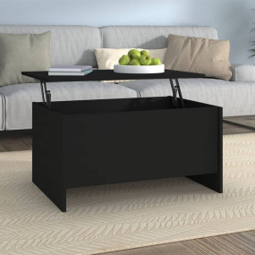 Coffee Table Black Engineered wood Coffee Table Rectang...