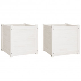 Garden Planter Set of 2 White Solid pinewood Large Dura...