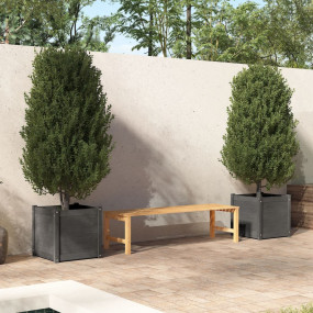 Garden Planter Set of 2 Grey Solid Pinewood 19.7x19.7x1...