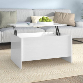 Coffee Table High gloss white Engineered wood 31.5 x 21...