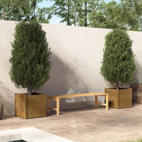 Garden Planter Set of 2 Honey brown Solid pinewood