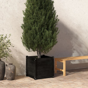 Garden Planter Black Solid Pinewood 19.7 in x 19.7 in x...