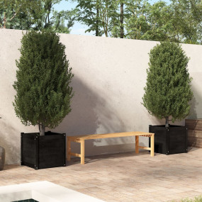 Garden Planter Set of 2 Black Solid pinewood 19.7x19.7x...