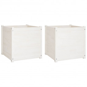 Garden Planter Set of 2 White Solid pine wood 23.6x23.6...