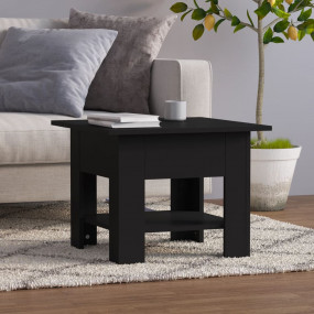 Coffee Table Black Engineered Wood 21.7x21.7x16.5 in Co...