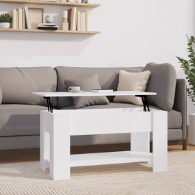 Coffee Table White Engineered wood Adjustable Armrests