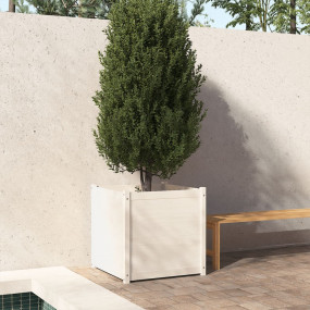 Garden Planter White Solid pinewood 27.6 in Durable