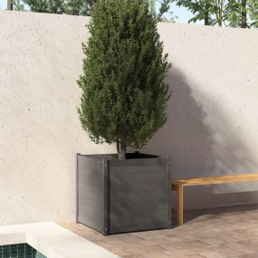 Garden Planter Grey Solid Pine Wood 27.6 in x 27.6 in x...