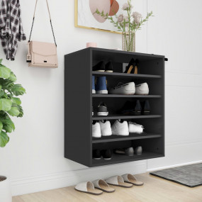 Shoe Cabinet Black Engineered Wood Medium Storage Shoe ...