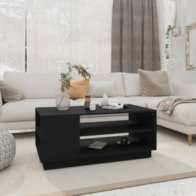 Coffee Table Black Engineered Wood Medium Modern Coffee...