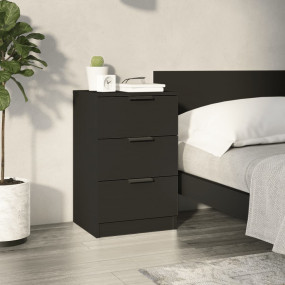 Bedside Cabinet Black Engineered wood Standard Bedside ...