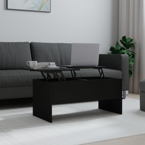 Coffee Table Black Engineered wood Medium Hidden Compar...