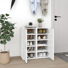 Shoe Cabinet Set of 2 White Engineered wood Compact