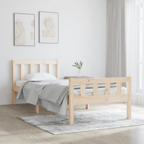 Bed Frame Natural wood Solid pine wood Small Single Bed...
