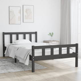 Bed Frame Grey Solid pine wood, Plywood slats Twin Dura...