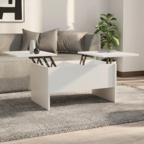 Coffee Table White Engineered wood Medium Height-Adjust...