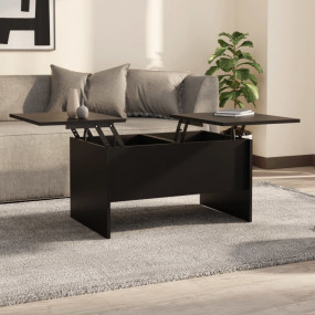 Coffee Table Black Engineered wood Compact Hidden Compa...
