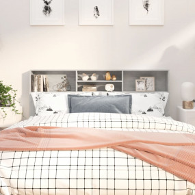 Headboard Cabinet Concrete gray Engineered wood Large