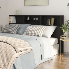 Headboard Cabinet Black Engineered wood 78.7x7.5x40.7 i...