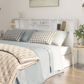 Headboard Cabinet High gloss white Engineered wood