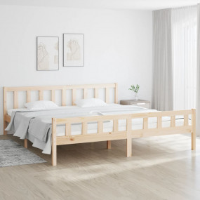 Bed Frame Natural wood Solid pine wood Double Durable B...