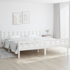 Bed Frame White Solid pine wood, Plywood Double Durable