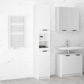 Bathroom Cabinet White Engineered Wood Tall Bathroom Ca...