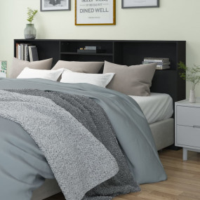 Headboard Cabinet Black Engineered wood Standard