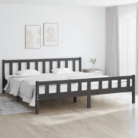 Bed Frame Grey Solid Pine Wood Super King Classic Bed F...