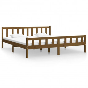 Bed Frame Honey brown Solid pinewood 79x79 in Durable B...