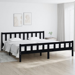 Bed Frame Black Solid pinewood Full Bed Frame Rectangul...