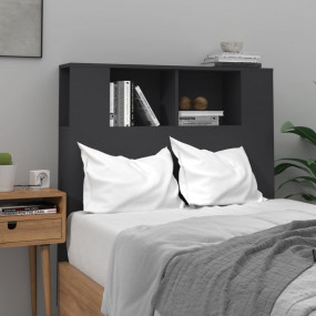 Headboard Cabinet Black Engineered wood Headboard Cabin...