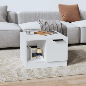 Coffee Table White Engineered Wood Small Storage Coffee...