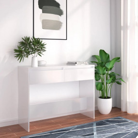 Console Table White Engineered Wood Medium Storage