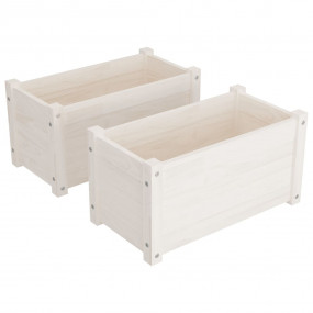 Garden Planter Set of 2 White Solid pinewood Medium Dur...