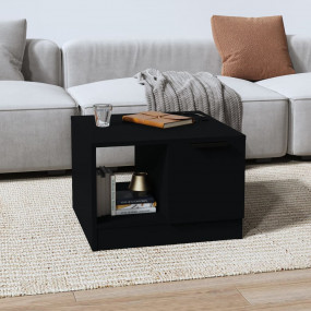 Coffee Table Black Engineered Wood Compact Coffee Table...