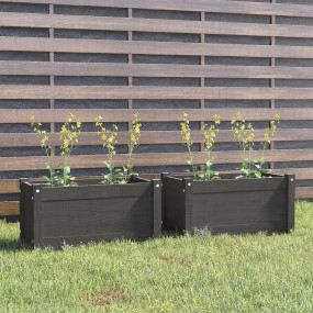 Garden Planter Set of 2 Grey Solid pinewood Medium Dura...