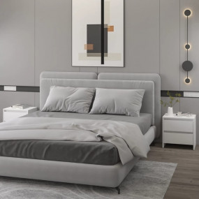 Bedside Cabinet Set of 2 White Engineered Wood Medium
