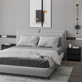 Bedside Cabinet Set of 2 Black Engineered wood Medium