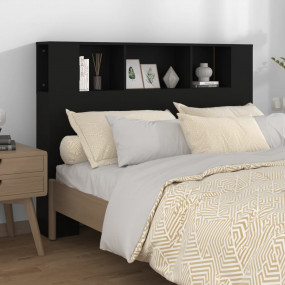 Headboard Cabinet Black Engineered wood 55.1 in Headboa...