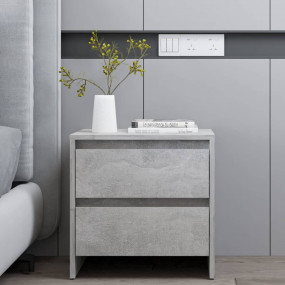 Bedside Cabinet Concrete Grey Engineered Wood Small