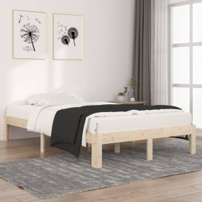 Bed Frame Natural wood Solid pine wood Full Durable Bed...