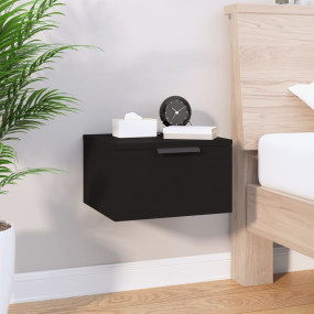 Wall-mounted Bedside Cabinet Black Engineered wood Smal...