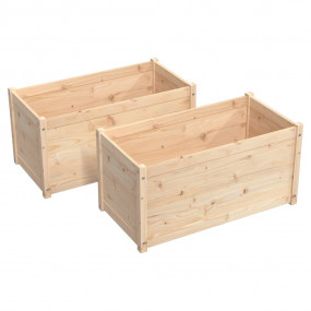 Garden Planter Set of 2 Brown Solid pinewood Medium Dur...