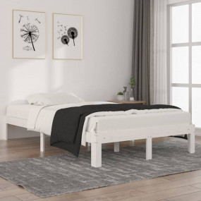Bed Frame White Solid pine wood 47.2 x 78.7 in Durable