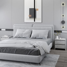 Bedside Cabinet Set of 2 Concrete Gray Engineered Wood ...