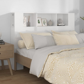 Headboard Cabinet High gloss white Engineered wood