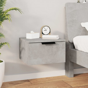Wall-mounted Bedside Cabinet Concrete grey Engineered w...