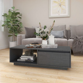 Coffee Table Grey Solid Pinewood Coffee Table Rectangul...